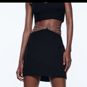 Zara shiny waist chains mini skirt